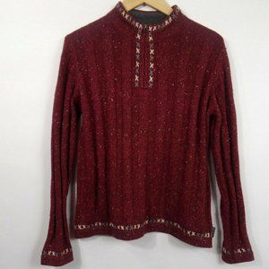 Woolrich 1/4 Zip Sweater - Ruby Heather - Pullover Long Sleeve - Womens Small
